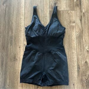 Joylab Seamless Women’s Bodysuit, Athleisure, Shorts Workout Active, Charcoal, L